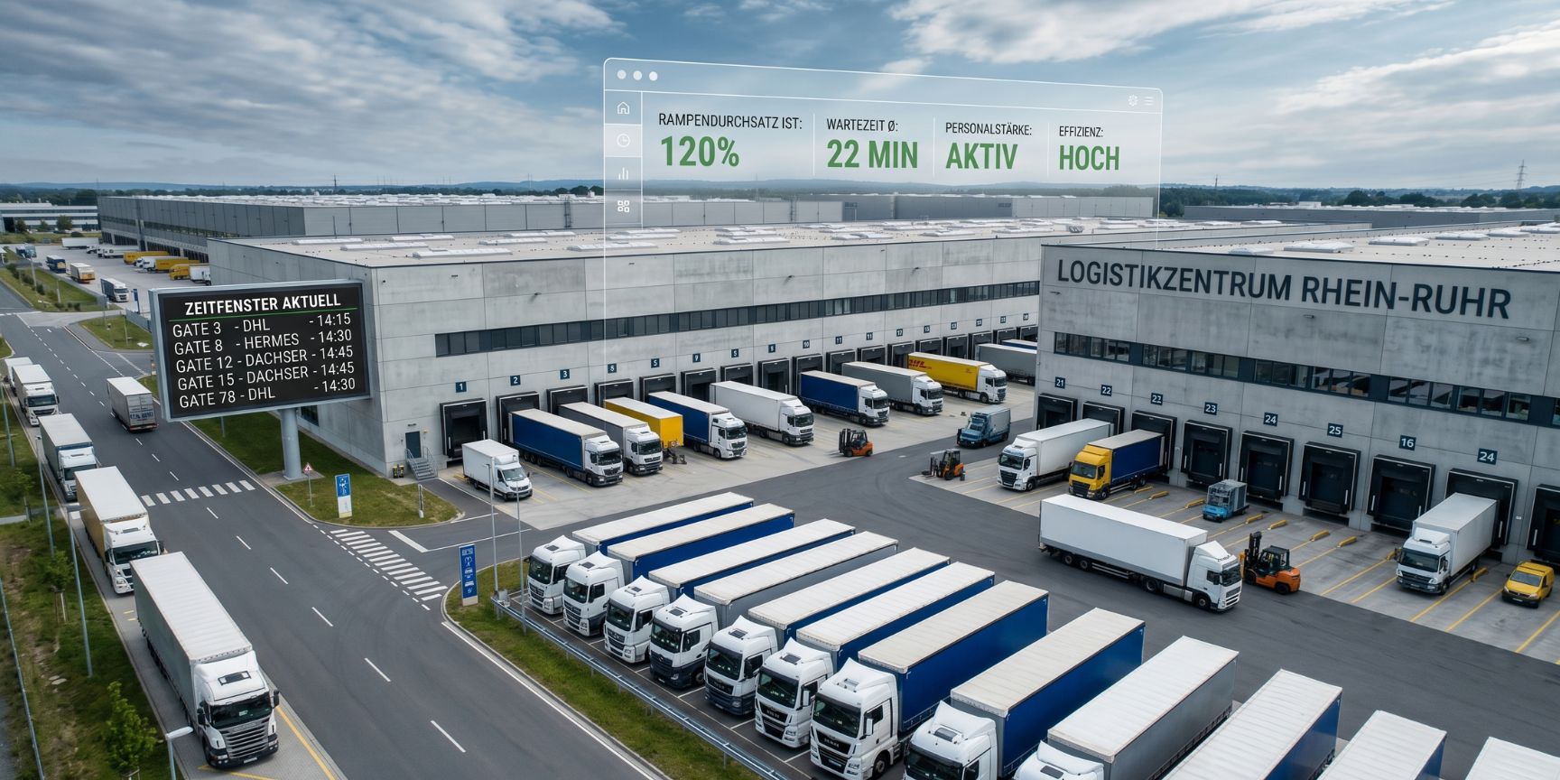  TSM system optimizes loading processes and yard management in large logistics properties, reduces waiting times for efficient flow of goods at the gates.